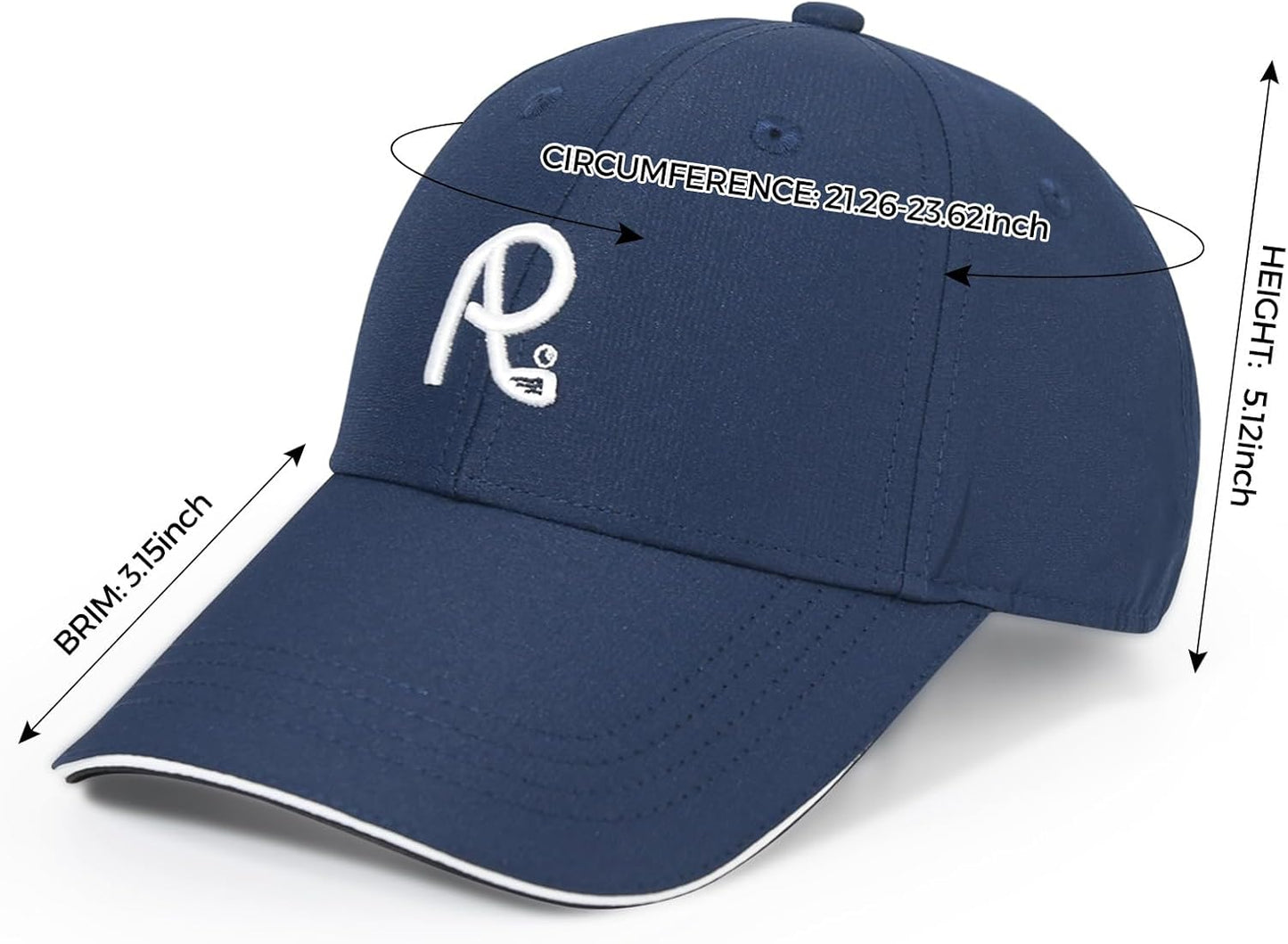 Golf Hat, Baseball Cap w/Adjustable Closure, Embroidered Cap for Men Women