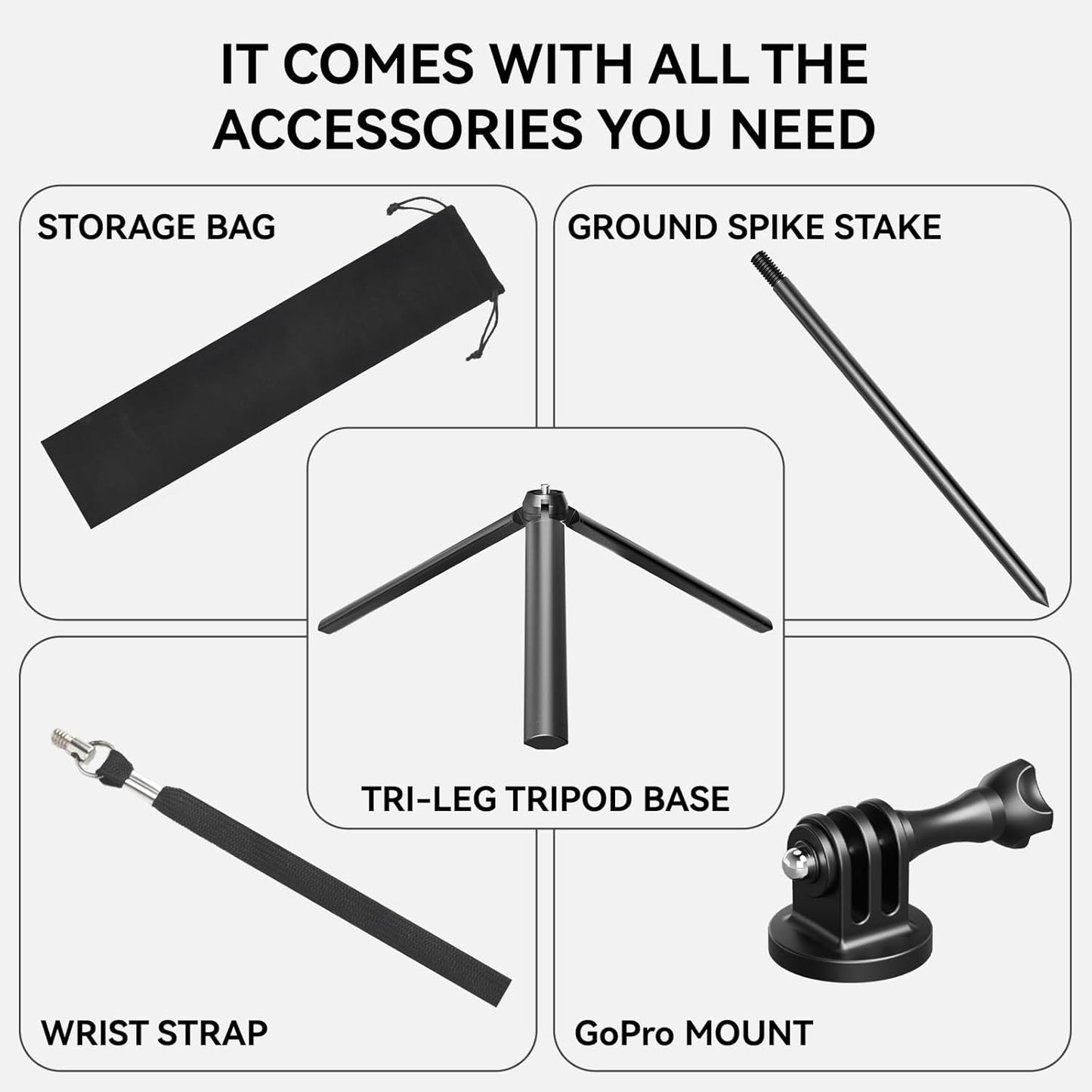 Golf Monopod Stick, Golf Swing Phone Holder, 46" Magnetic Aluminum Alloy Selfie Stick w/Tri-Leg Tripod Base Spike Stake Mount, Compatible w/iPhone Camera, Golf Training Aid
