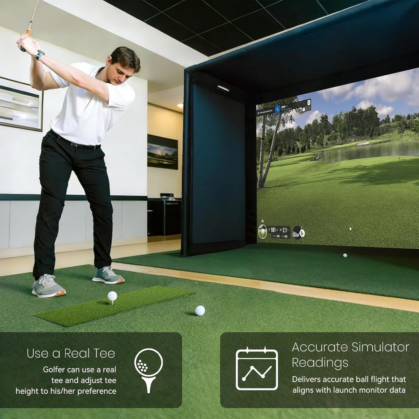 Golf Hitting Strips, Professional Grade Realistic 30″ x 12″ x 67mm Replaceable Golf Hitting Mat, Simulator Putting Driving Training Practice Insert Turf Green Accessories for Indoor/Outdoor