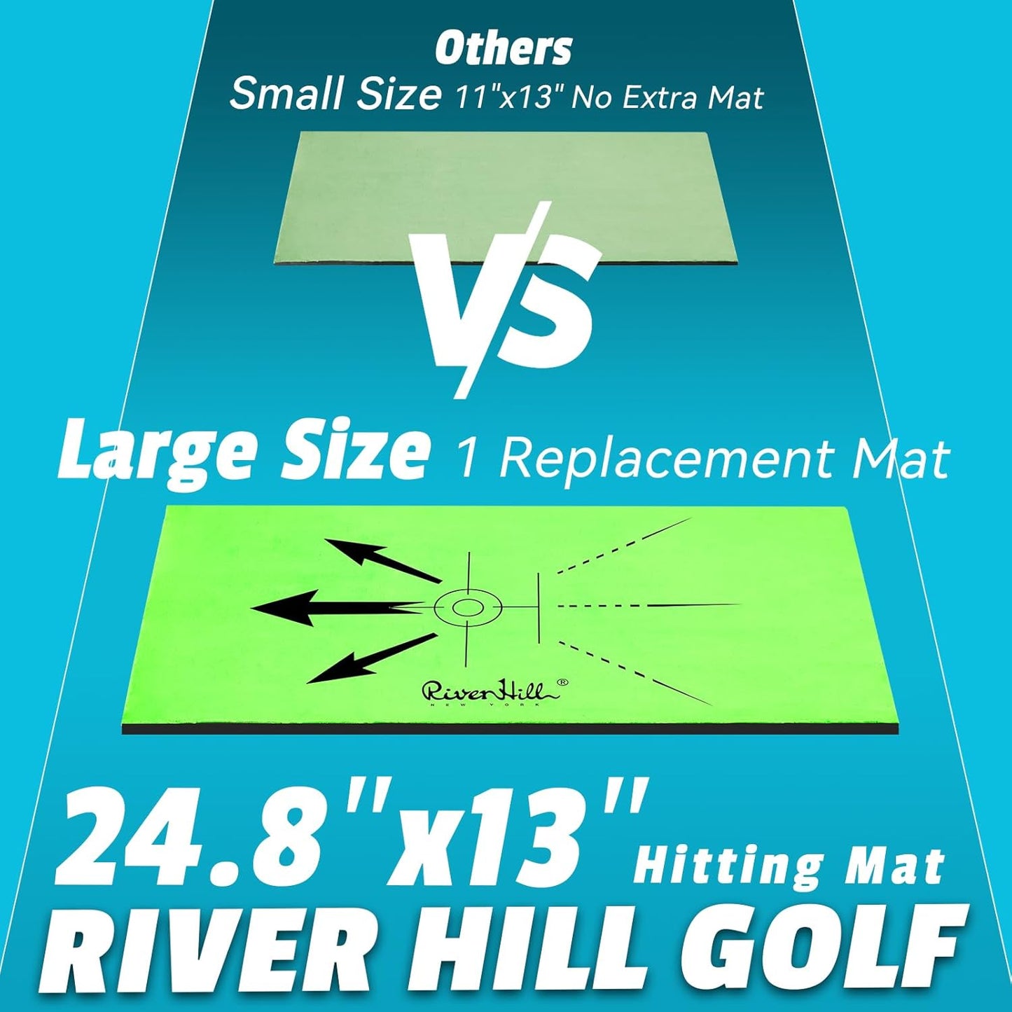 Golf Hitting Mat, Large Golf Practice Mat 25"X13" with Instant Swing Path Feedback, 4 Replaceable Training Turf with Heavy Duty Rubber Base for Driving/Chipping/Putting, Golf Equipment Indoor & Outdoor