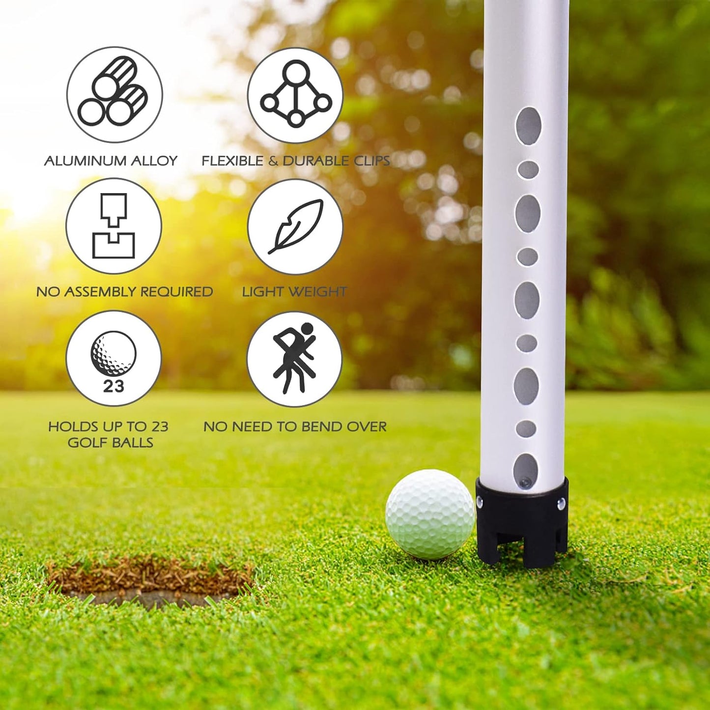 Golf Ball Retriever, Aluminum Alloy Picker Upper Tube, Golf Balls Shagger Grabber, Ball Collector, Pickup Tool Device for Men Women