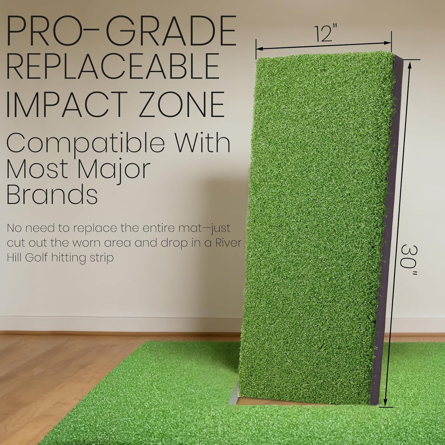 Golf Hitting Strips, Professional Grade Realistic 30″ x 12″ x 67mm Replaceable Golf Hitting Mat, Simulator Putting Driving Training Practice Insert Turf Green Accessories for Indoor/Outdoor