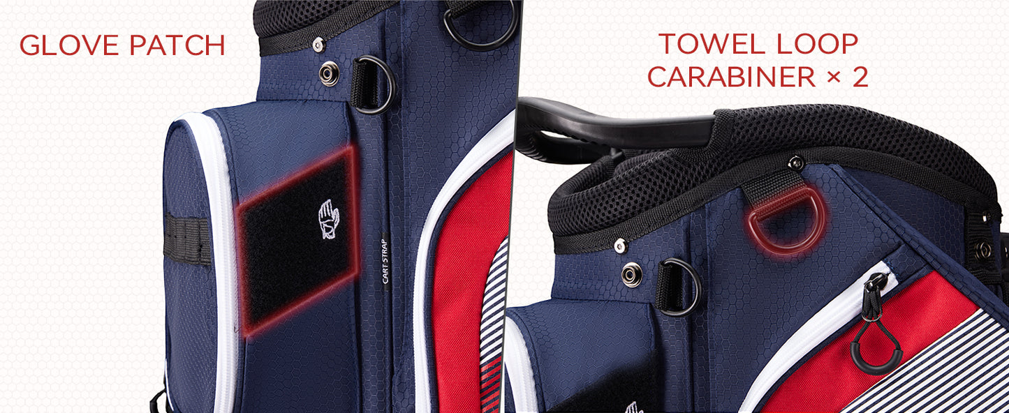 14 Way Golf Stand Bag, Lightweight Golf Bags w/Full-Length Dividers, 9 Pockets, Padded Strap, Cooler Pocket, High-Tech Zippers, Rain-Hood, Free Shoe Bag for Men & Women